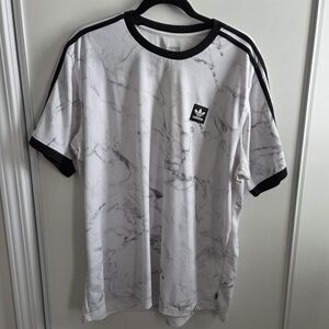 Adidas 3-stripe White Marble Ringer T-shirt